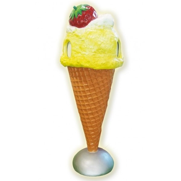 Stop-trottoir poubelle 3D Cornet de glace 2 boules + Fraise 166 cm - Code EG010