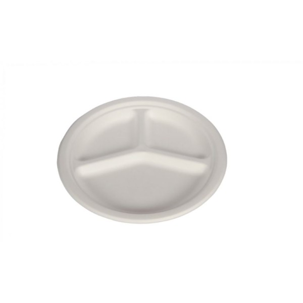 Assiette plate Bio Eco pulpe de cellulose tri ø26 cm