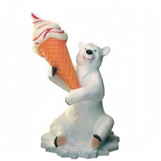 Sculpture originale 3D Ours +  Cornet de glace à l'Italienne 140 cm - Code EG005A