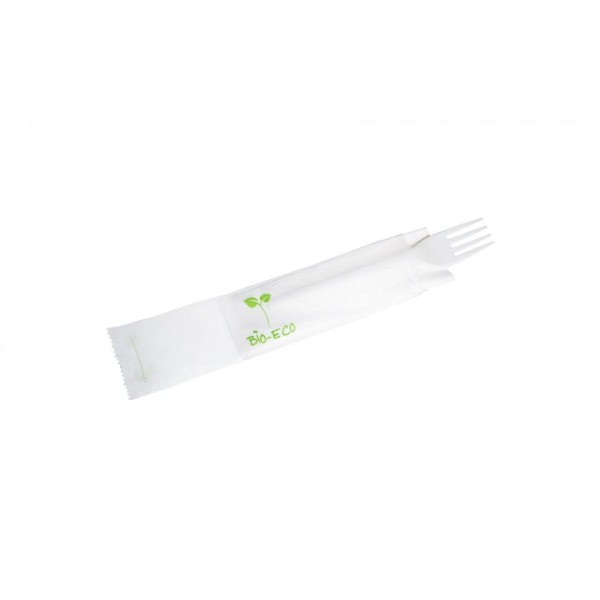 Fourchette avec serviette Bio Eco C-PLA 