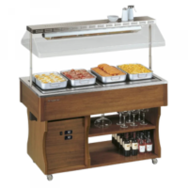 Vitrine buffet & chariot Tecfrigo - ISOLA 4 M HOT - Dimensions 1422x750x1530 mm