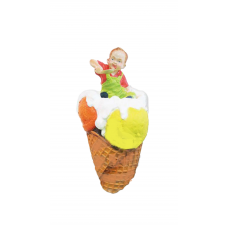 Enseigne murale 3D Cornet de crème glacée avec enfant en fibre de verre 130 cm - Code SG018