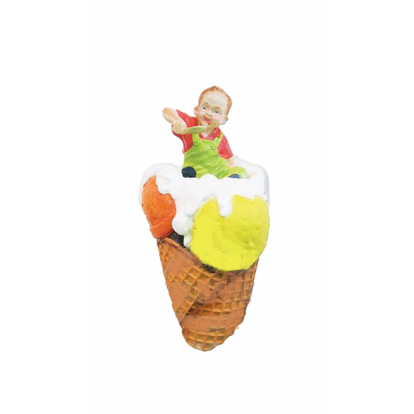 Enseigne murale 3D Cornet de crème glacée avec enfant en fibre de verre 130 cm - Code SG018