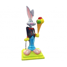 Sculpture originale 3D Lapin + cornet de glace 3 boules 170 cm - Code SG085