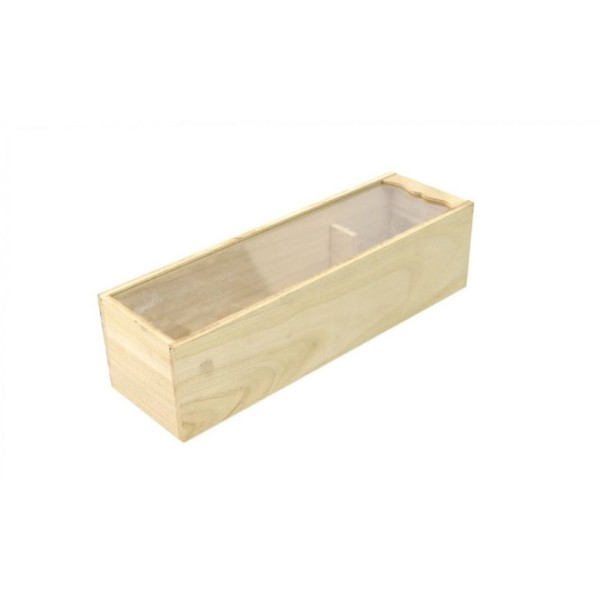 Boîte en bois pour 1 bouteille avec couvercle transparent cm11x10h36