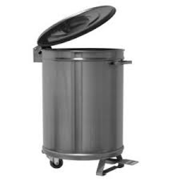 Poubelle en inox avec pédale et chariot - BIN70R - 70L - Dimensions 395x730 mm